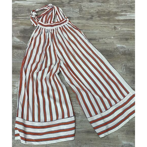 Urban Outfitters Jumpsuit Pants Red White Blue Stripe Halter Casual Size XSmall - Picture 5 of 6